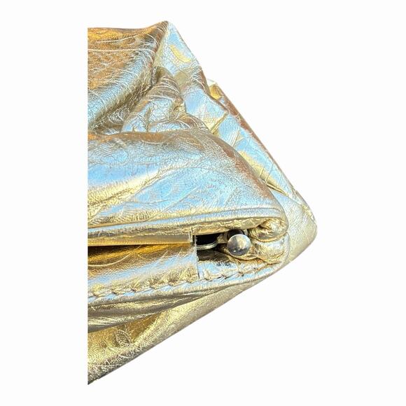 Vintage Gold Metallic Ruched Clutch Bags by Hala USA Eye Catching Evening Purse - Picture 16 of 16